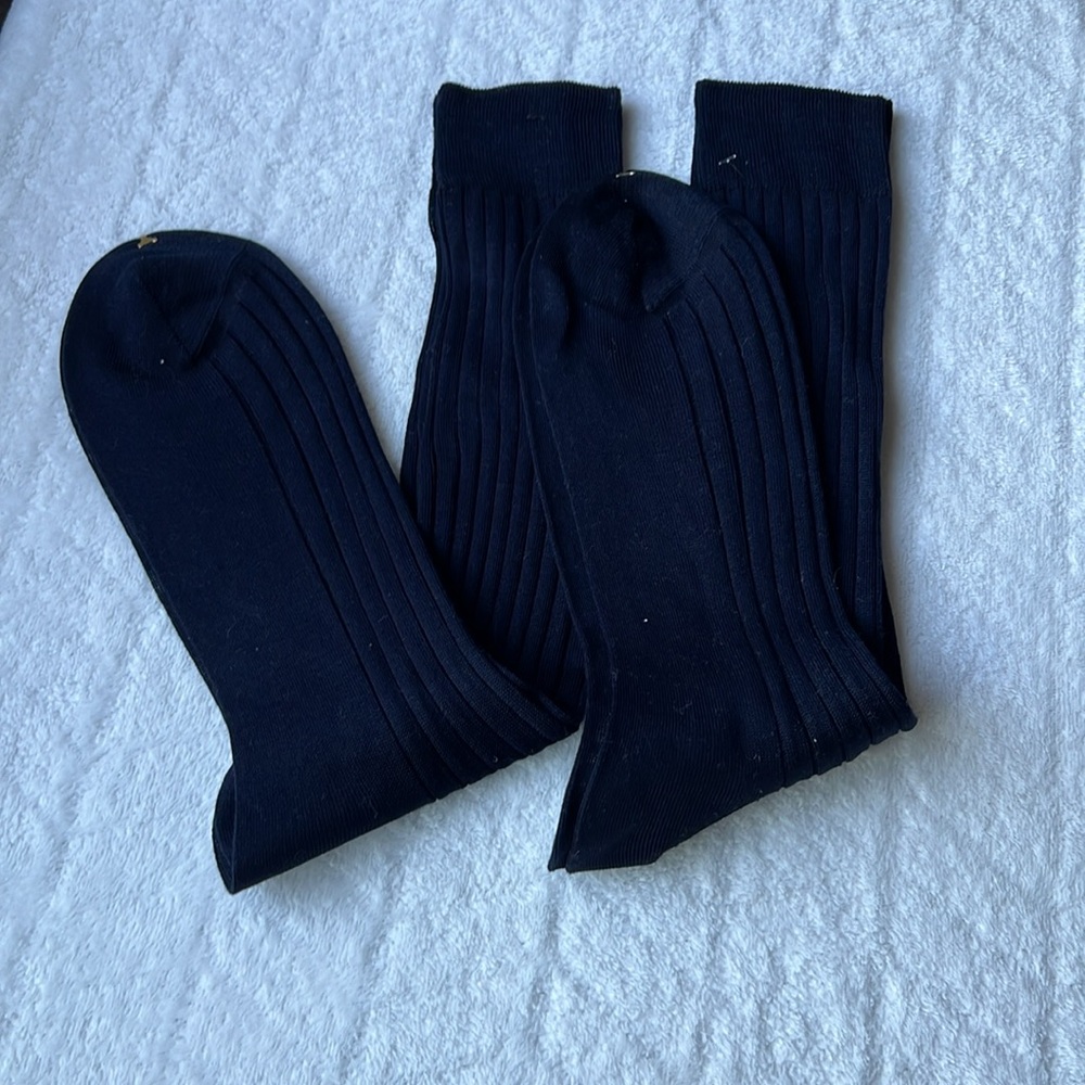 (2) CANALI Black Ribbed Cotton Socks - Picture 6 of 8